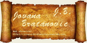Jovana Bratanović vizit kartica